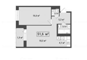 2-к квартира, на длительный срок, 52м2, 16/17 этаж