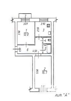 2-к квартира, вторичка, 50м2, 2/3 этаж