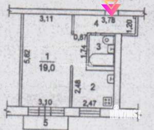 1-к квартира, вторичка, 33м2, 5/5 этаж