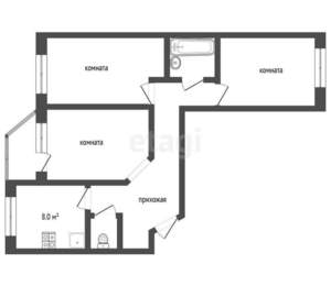 3-к квартира, вторичка, 75м2, 9/10 этаж