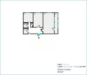 2-к квартира, вторичка, 50м2, 2/9 этаж