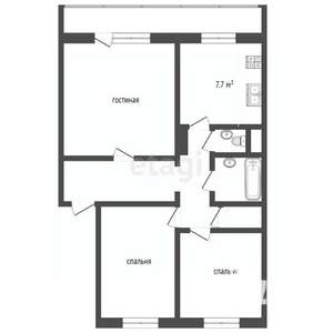 3-к квартира, вторичка, 62м2, 3/5 этаж