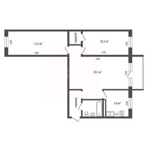 3-к квартира, вторичка, 60м2, 2/5 этаж