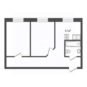 2-к квартира, вторичка, 42м2, 4/5 этаж