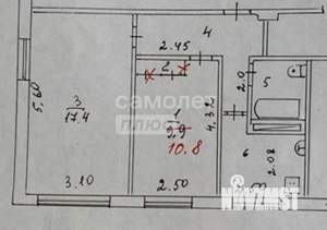 2-к квартира, вторичка, 43м2, 1/5 этаж