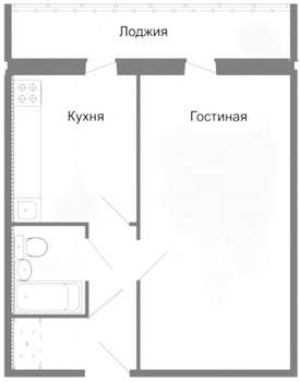1-к квартира, вторичка, 38м2, 1/5 этаж