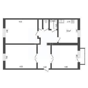 3-к квартира, вторичка, 73м2, 2/4 этаж