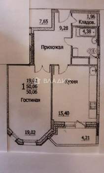 1-к квартира, вторичка, 50м2, 13/15 этаж