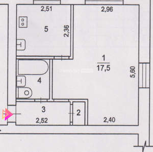 1-к квартира, вторичка, 30м2, 1/5 этаж