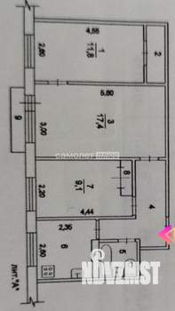 3-к квартира, вторичка, 57м2, 4/4 этаж