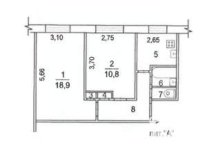 2-к квартира, вторичка, 45м2, 2/9 этаж