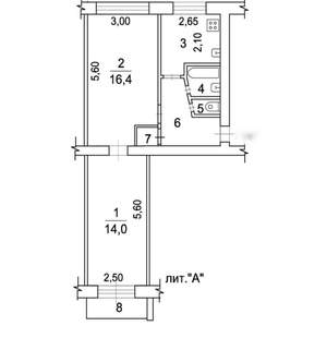 2-к квартира, вторичка, 45м2, 3/5 этаж