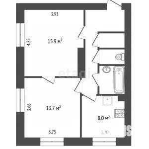 2-к квартира, вторичка, 50м2, 3/5 этаж