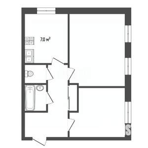 2-к квартира, вторичка, 50м2, 2/3 этаж