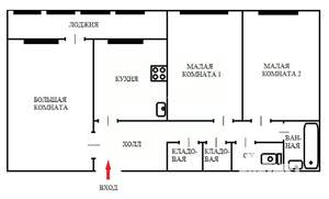 3-к квартира, вторичка, 66м2, 2/14 этаж